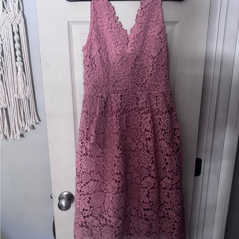 Pink Sleeveless V-neck Midi Dress